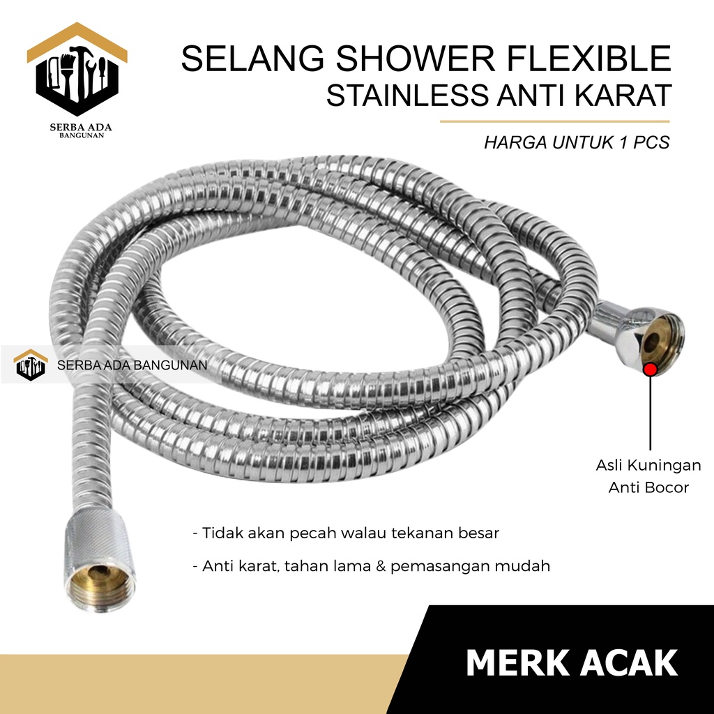 Selang shower mandi selang shower toilet Jet Shower Panjang 1,5 M Stainless Steel