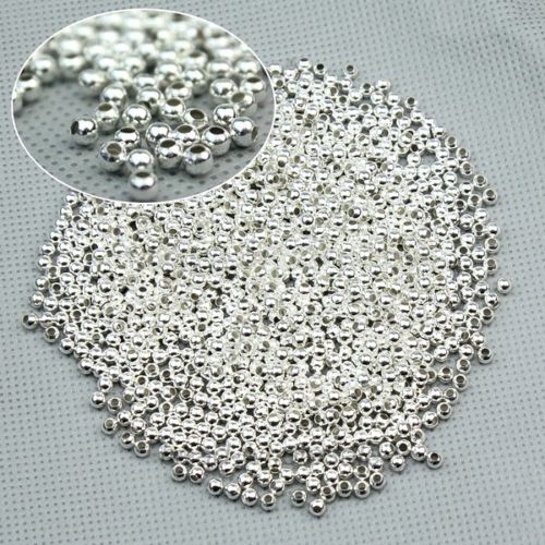 1000pcs Manik-Manik Bola Bahan Stainless Steel Warna Silver Ukuran 3mm Untuk Membuat Perhiasan