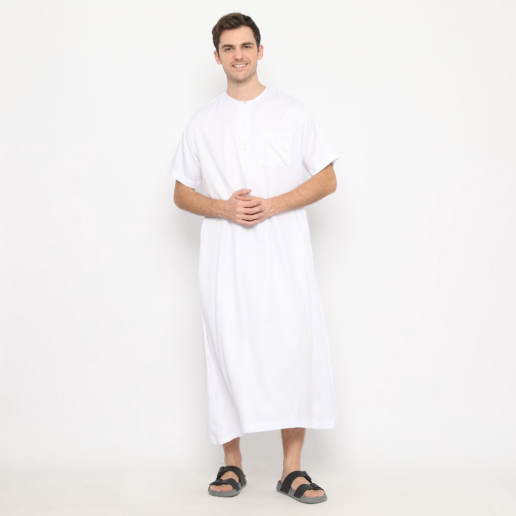 LATAHZAN GAMIS PRIA LENGAN PENDEK TURKI PUTIH
