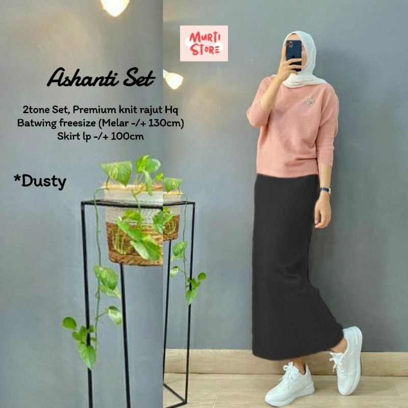 Ashanti Set Matt Premium Knit Rajut Setelan Rajut Set Batwing Setelan Jumbo Setelan Rok Good Quality