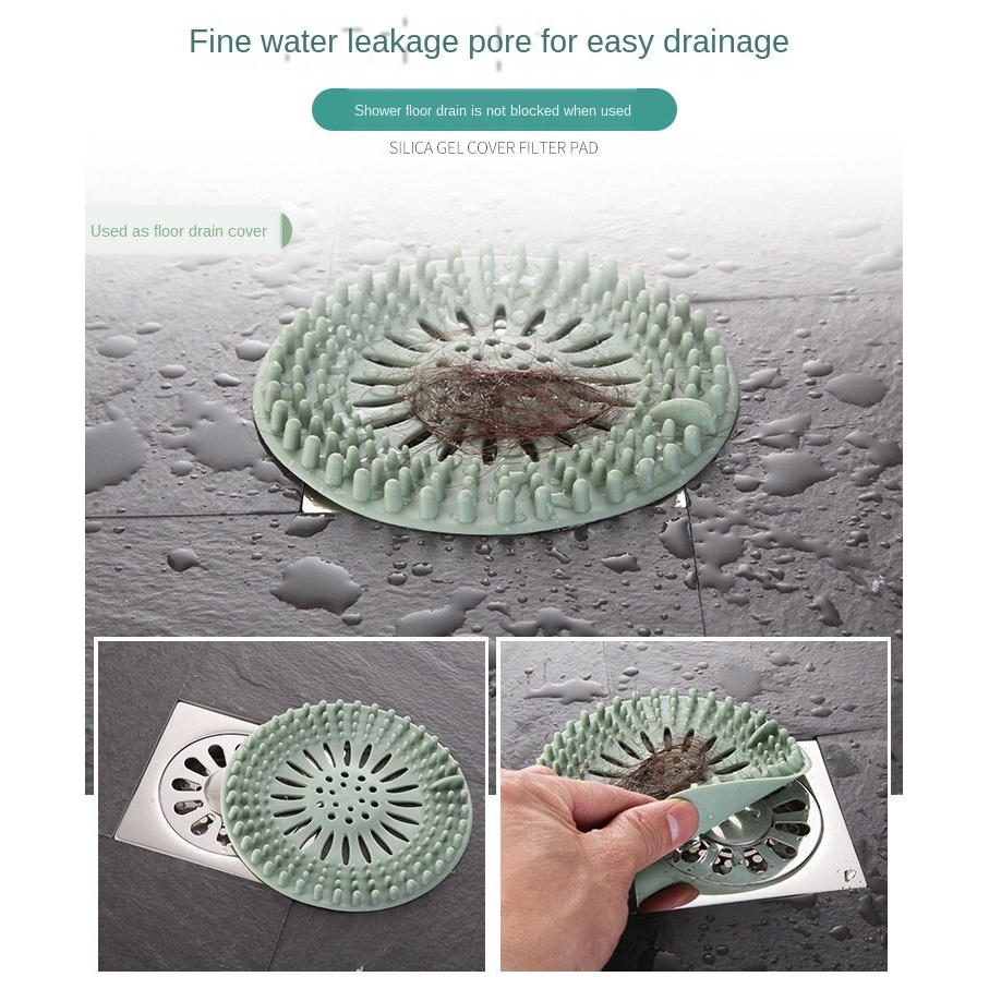 Penutup Lubang Pembuangan Air Silikon Sewer Seal Leak Anti-Blocking Filter Cover - Gray