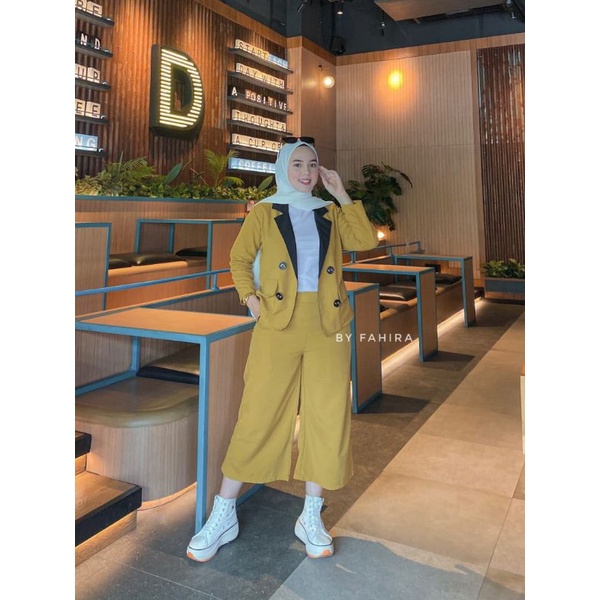 One Set Fahira | Setelan Blezher Fahira | Setelan Celana Kulot | Set Blezher | Korea Style | Setelan