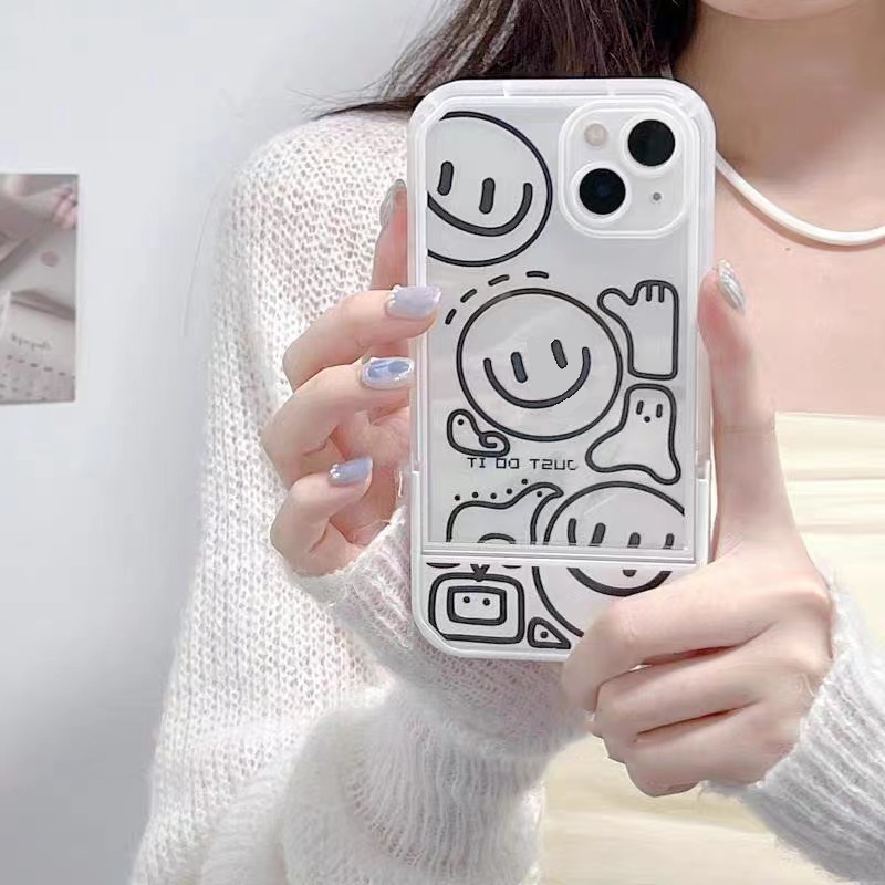 Soft Case TPU Transparan Motif Smiley Cover iPhone 13 12 Pro Max 11 XS XR X 8 7 6S Plus