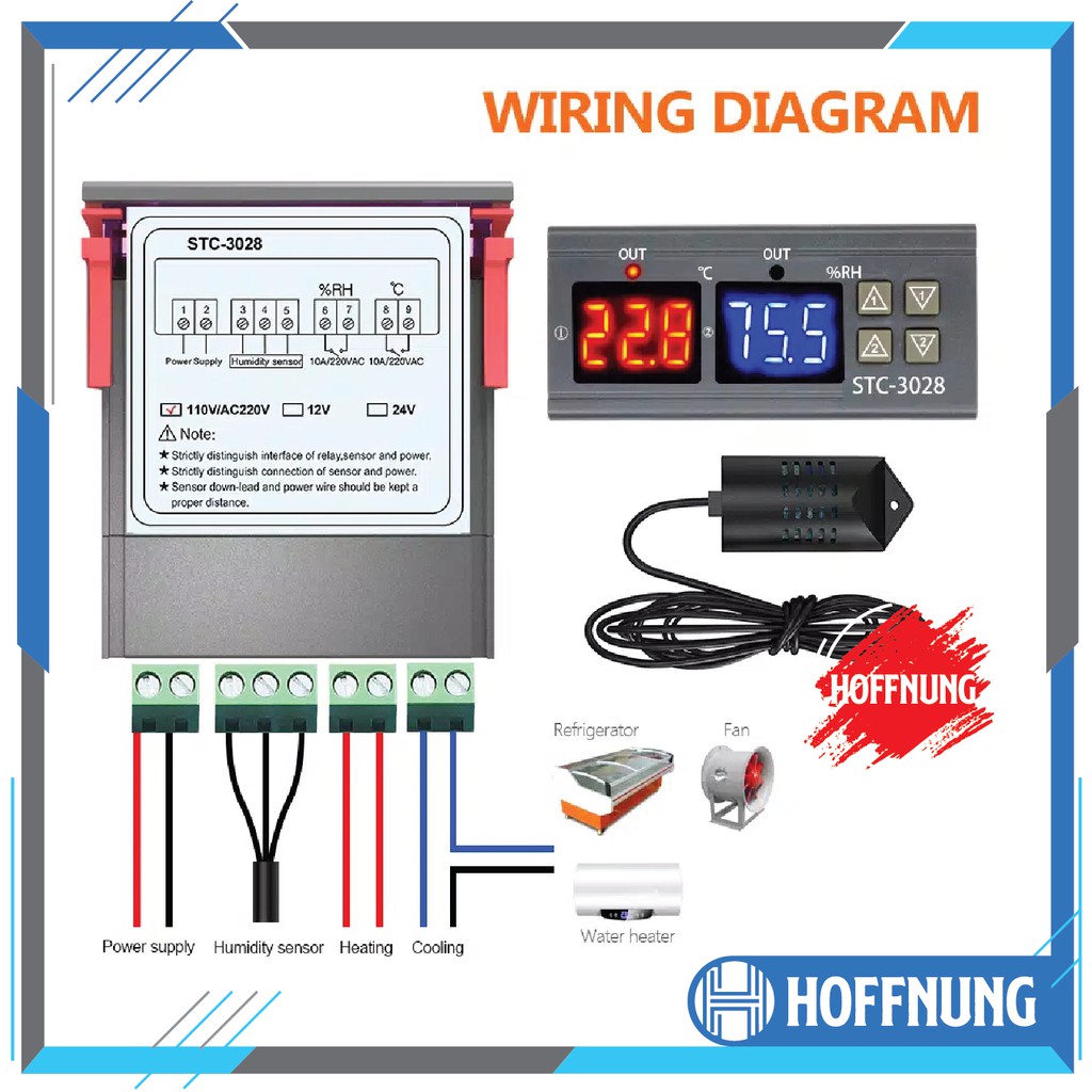 STC-3028 Thermostat Hygrostat Termperature Humidity Controller Tetas - 220 Volt AC