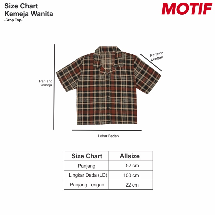 KEMEJA WANITA CROP TOP KOTAK KOTAK KOREAN CASUAL KATUN RAYON CROP SHIRT ORGANIK-1