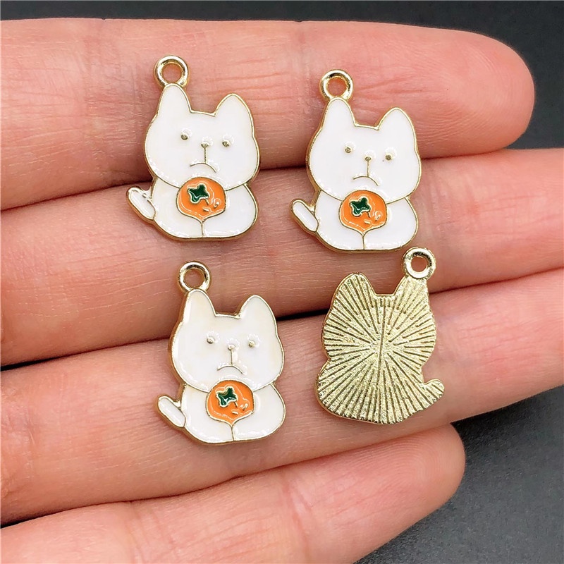 4pcs Liontin Enamel Bentuk Hewan Kelinci Lobak Bahan Alloy Charms