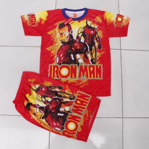 SETELAN BAJU ANAK IRON MAN FULL PRINTING USIA 2-12THN