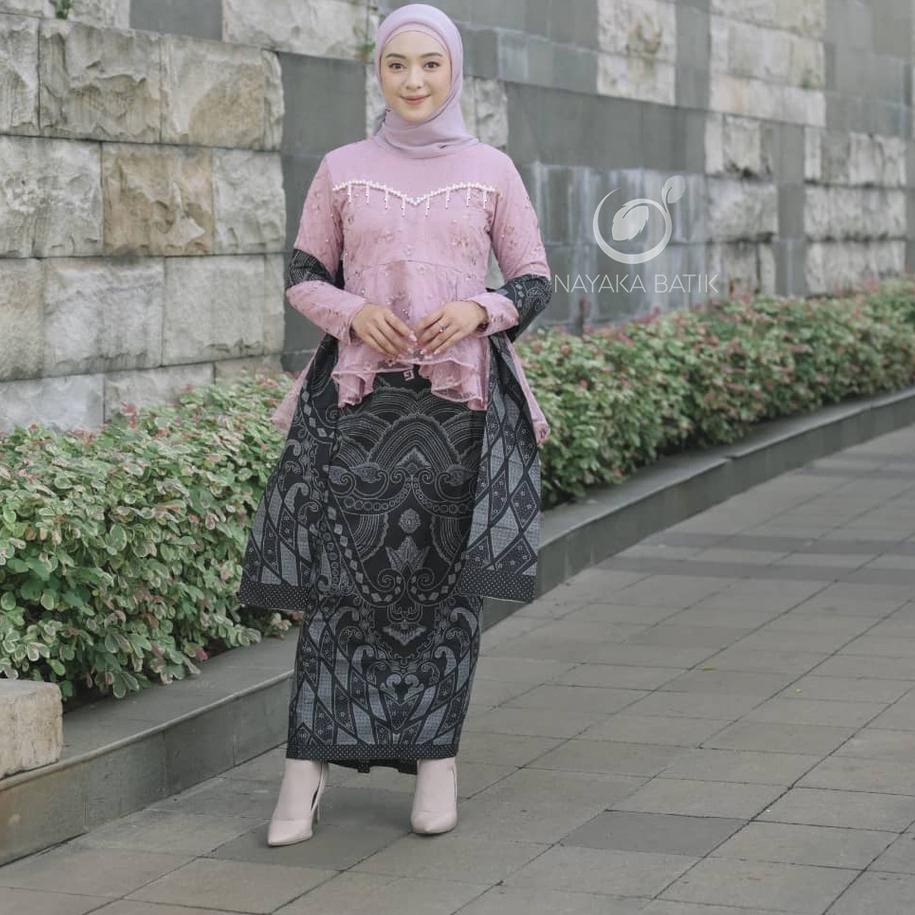 Model baru - NYK BATIK - Set Batik Couple Puspita Dusty Pink - Kebaya Couple Modern - Kebaya Lamaran