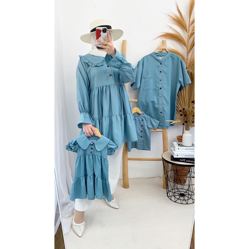 ARRUMI BAJU COUPLE SARIMBIT KELUARGA MUSLIM KOKO AYAH ANAK TUNIK IBU ANAK PEREMPUAN TUNIK COUPLE