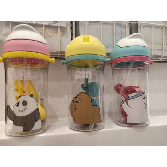 MINISO water bottle We Bare Bears Botol minum anak tali leher