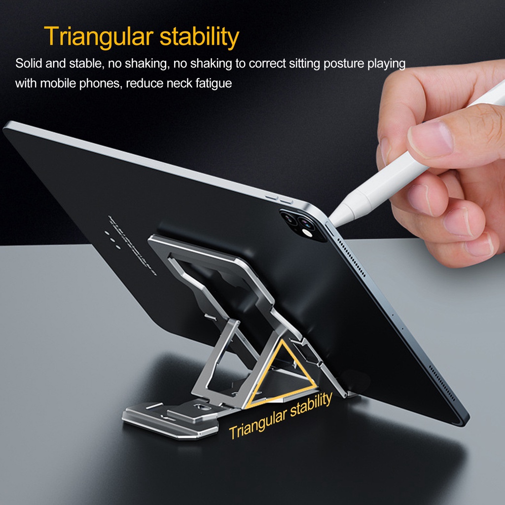 Hua T612 Stand Holder / Dudukan Ponsel / Tablet Model Lipat Bahan Aluminum Alloy Portabel Serbaguna Anti slip Untuk Meja