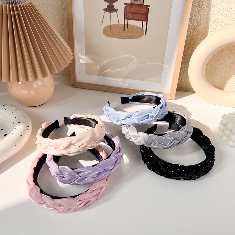 BANDO KAIN KEPANG MANIK WARNA SOFT POLOS BANDANA MEWAH PESTA BRAID HEADBAND KOREAN STYLE BENDO ANAK AKSESORIS RAMBUT KOREA HAIR BAND ACCESSORIES