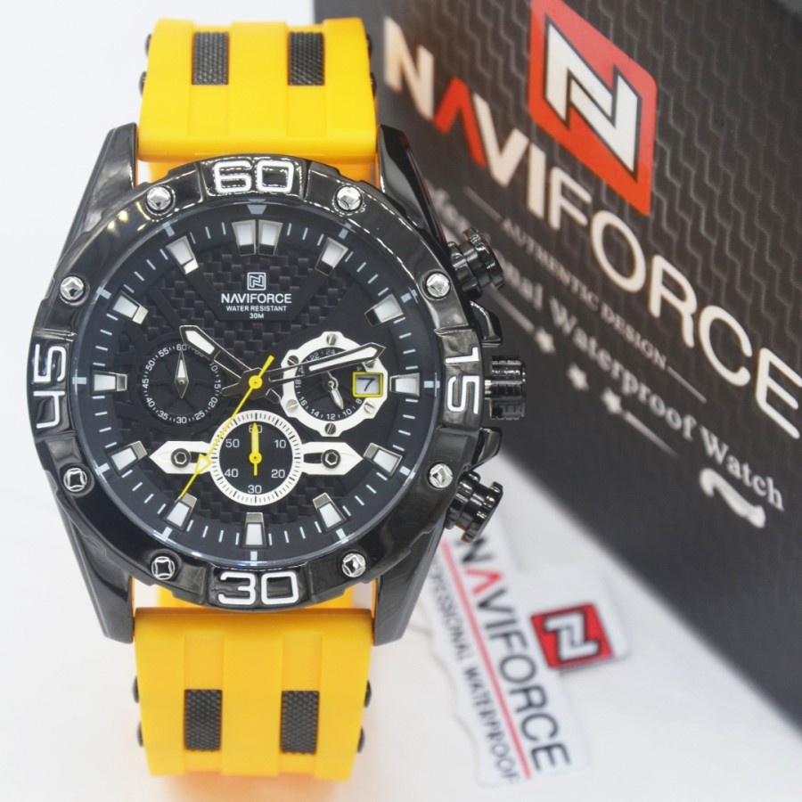 Naviforce 8019 jam tangan pria sport tali rubber crono aktif garansi resmi 1 tahun