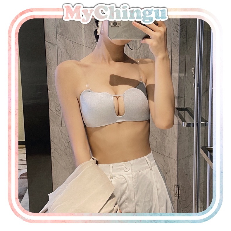 ❀ Chingu ❀ PW128 COD Bra Pakaian Dalam Wanita Bra Tali Bening Push Up Sexy Fashion Import Surabaya