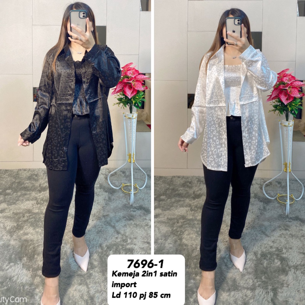 kemeja satin import+iner MV- 7696-1 import