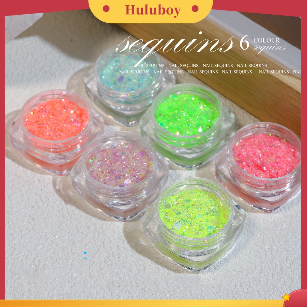 Huluboy Huluboy♡ Ornamen Bubuk Glitter Sequins Untuk Dekorasi Nail Art