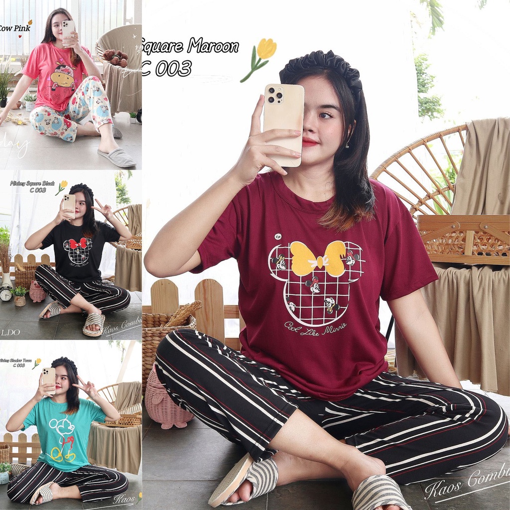 IZANY Piyama Dewasa Celana Panjang CP Kaos Allsize Banyak Motif