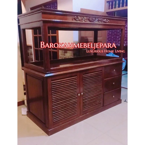 Meja Aquarium Jati Minimalis Classic mewah