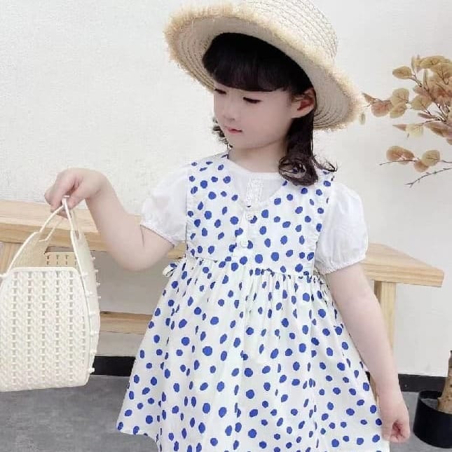 Meonky Official Shop Baju Anak Perempuan Korea / Motif  Polkadotte / cocok umur 2 sampai 5 Tahun G - 4)-3