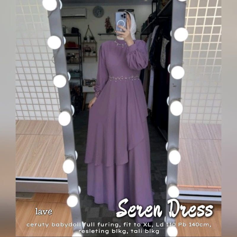 Seren Dress Gamis Kondangan Warna Mocca Milo Ceruty Babydoll Seragaman Bridesmaid Baju Wisuda Ootd Hijab Gamis Muslimah Sage