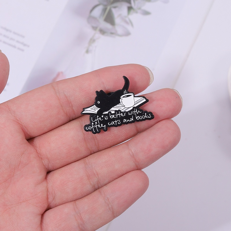 Bros Pin Kerah Motif Kucing Hitam Untuk Aksesoris Pakaian