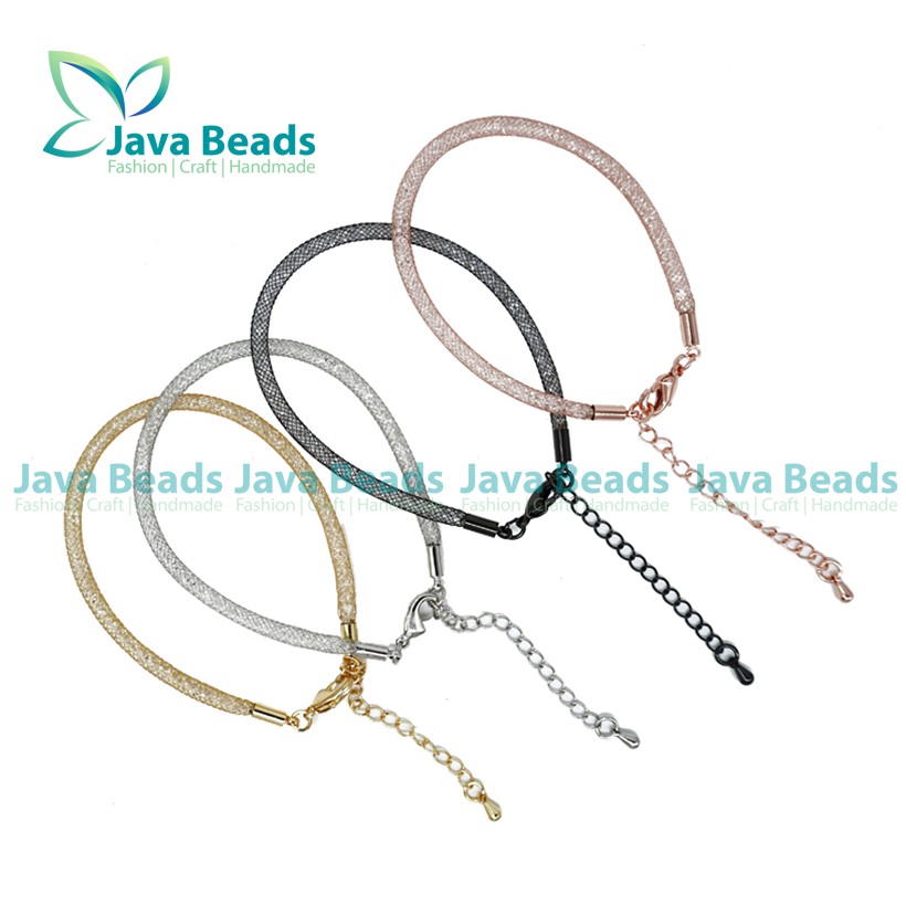 Gelang Tali Kawat Kristal Glitter Untuk Charm Liontin Emas