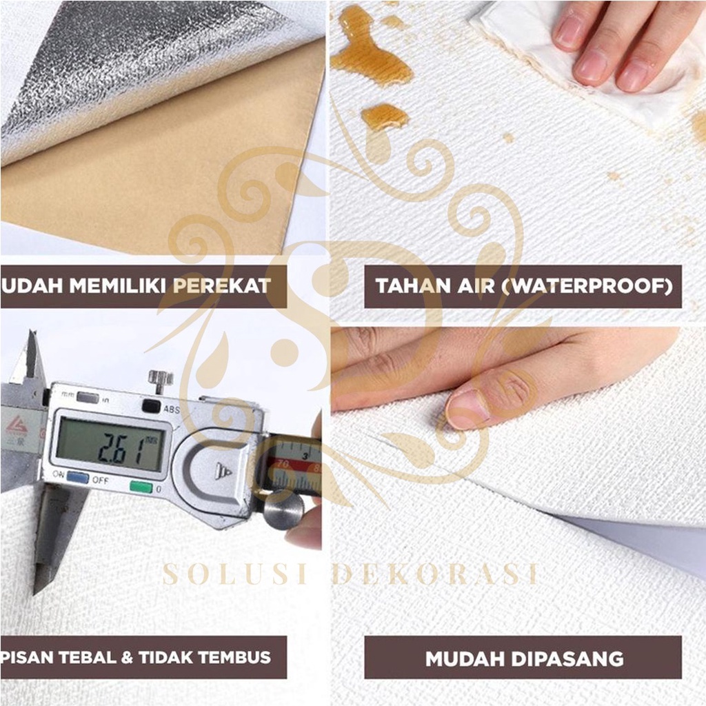 Solusi Dekorasi - Wallpaper Foam Linen Roll - Walpaper Dinding Kamar Tidur - Wallpaper Dinding Kelas Atas - Linen Garis Bunga Pink