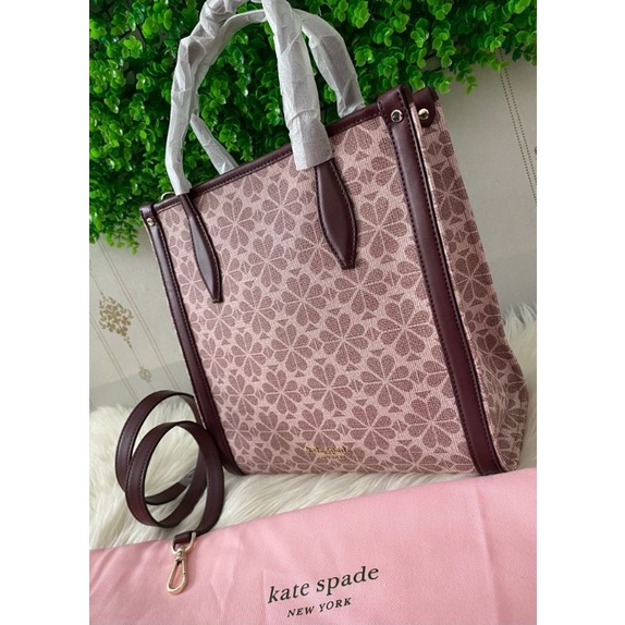 Kate spade rowan spade flower medium tote pink multi nwt