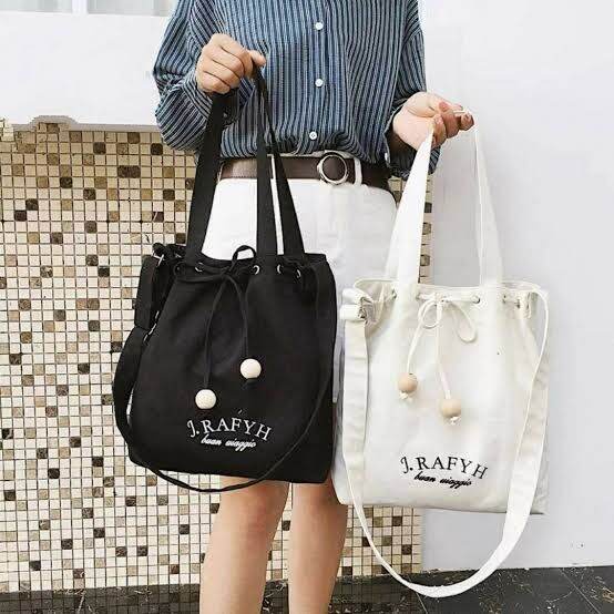 tas tote bag model terbaru 2021 tas tote wanita korea style j.rafyh murah meriah bahan canvas terlar