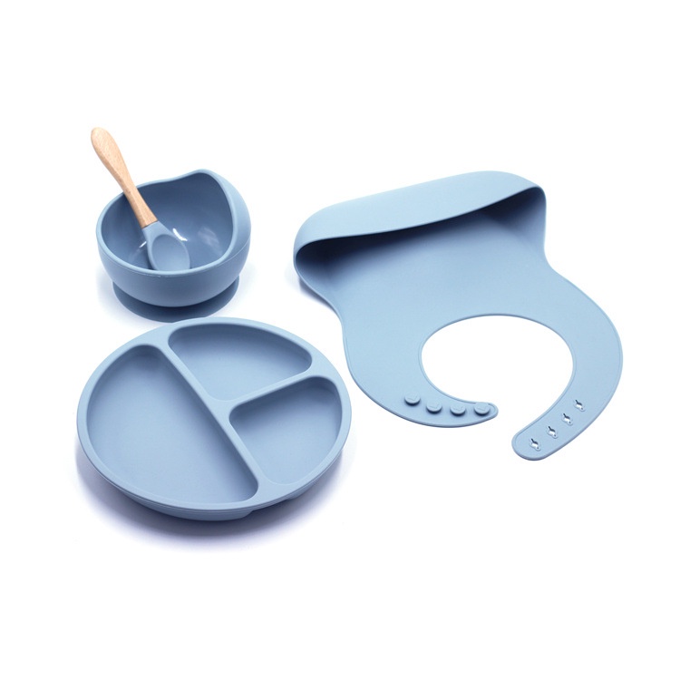 Alat tempat makan bayi bowl mangkok silicone suction bib slabber plate sendok baby spoon