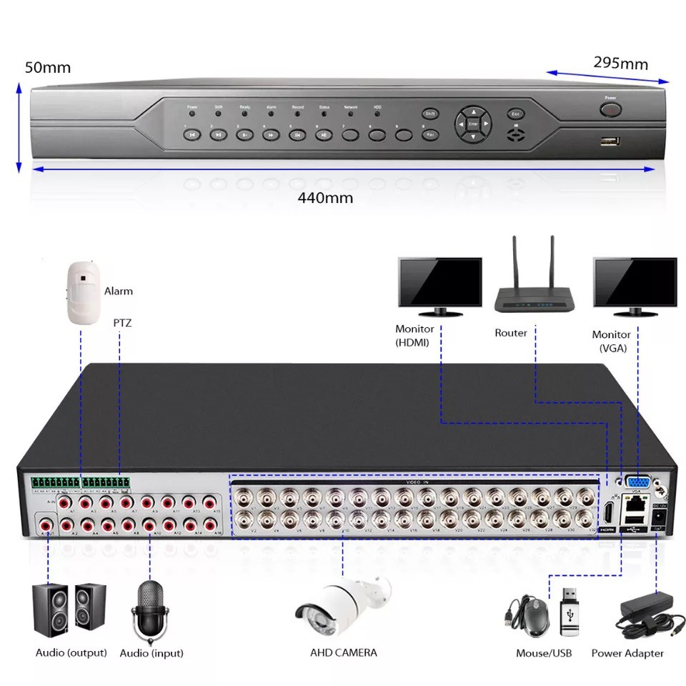 DVR 32CH Hybrid 5 in 1 XMEYE 5MP. HDMI. AHD. Tvi. Cvi. Analog. Ipcam