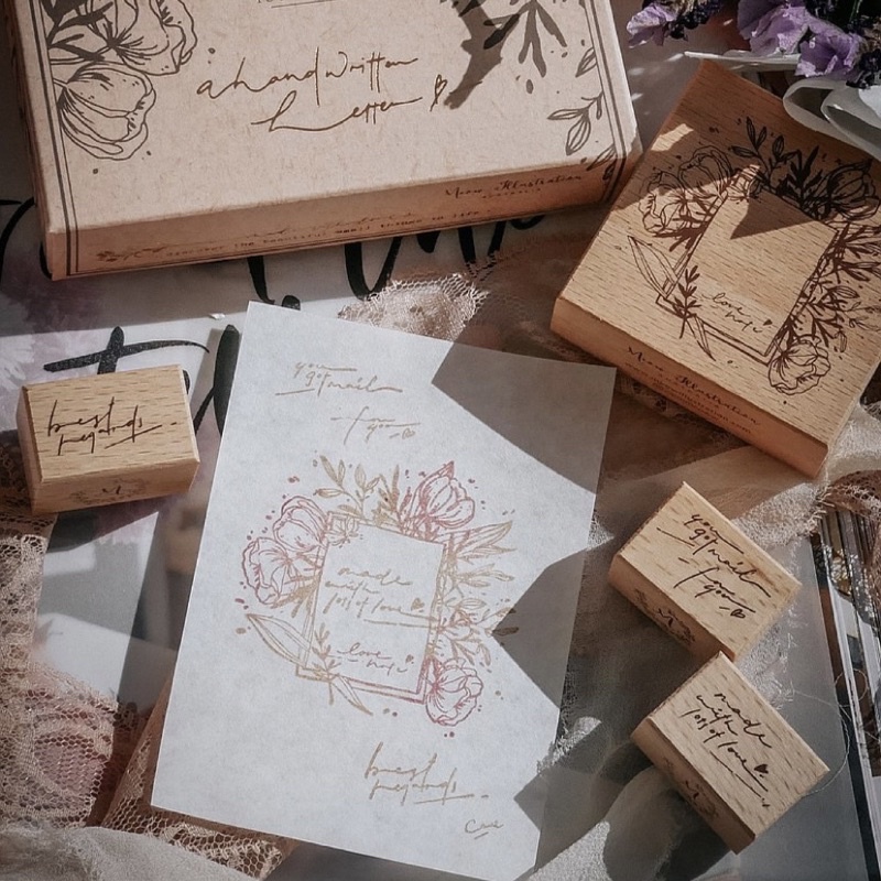 

Meow Illustration A Hand Written Letter Rubber Stamp Set