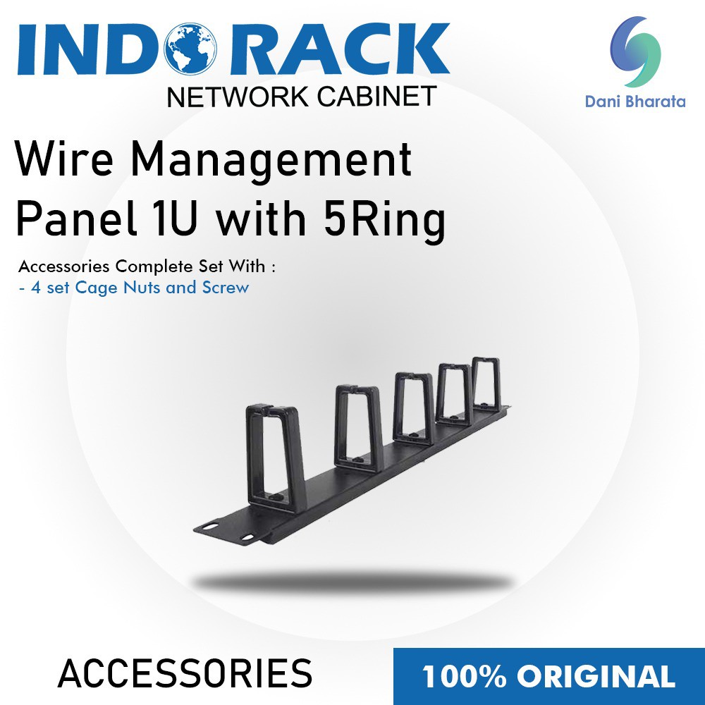 Indorack Wire Management Panel 1U with 5Ring