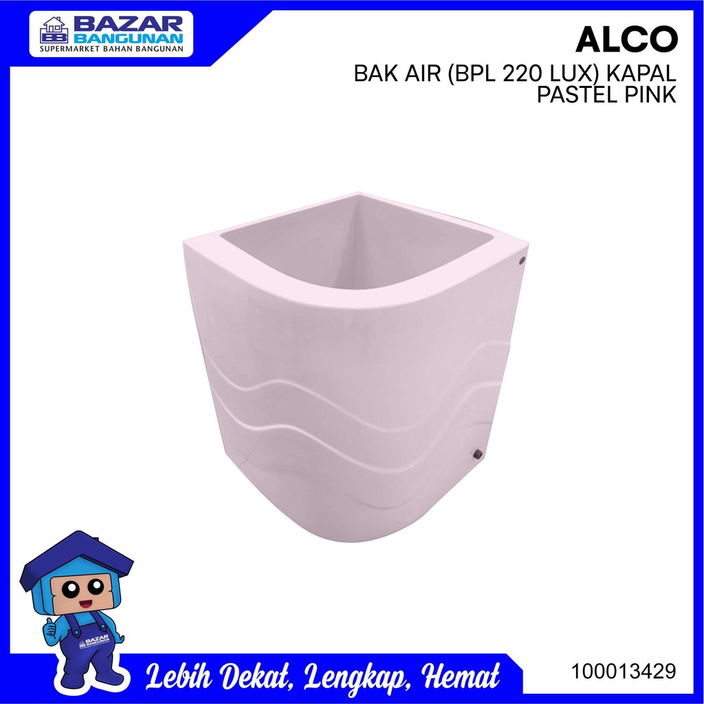 Alco - Bak Air Mandi Sudut Luxury Fiber Glass 220 Liter 220L Pastel Pink