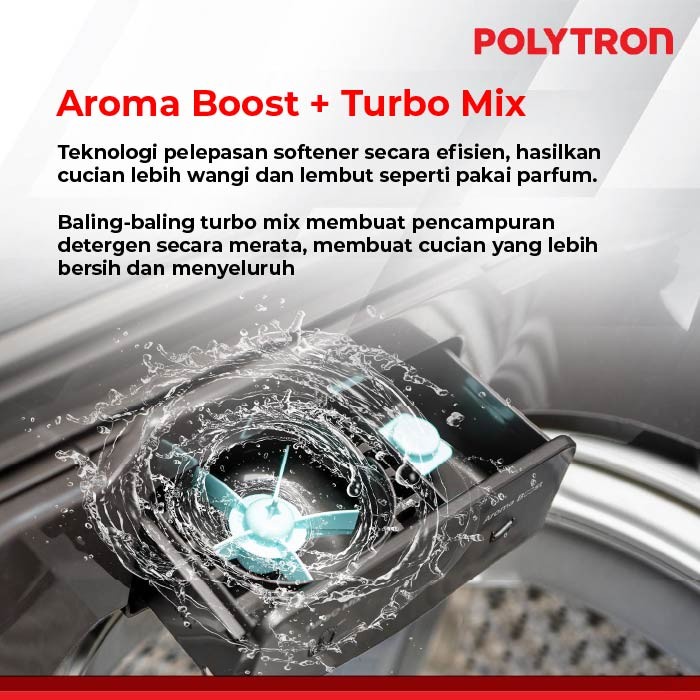 POLYTRON Mesin Cuci 1 Tabung PAW7028 / PAW 7028 Zeromatic Laguna Hijab 7 KG