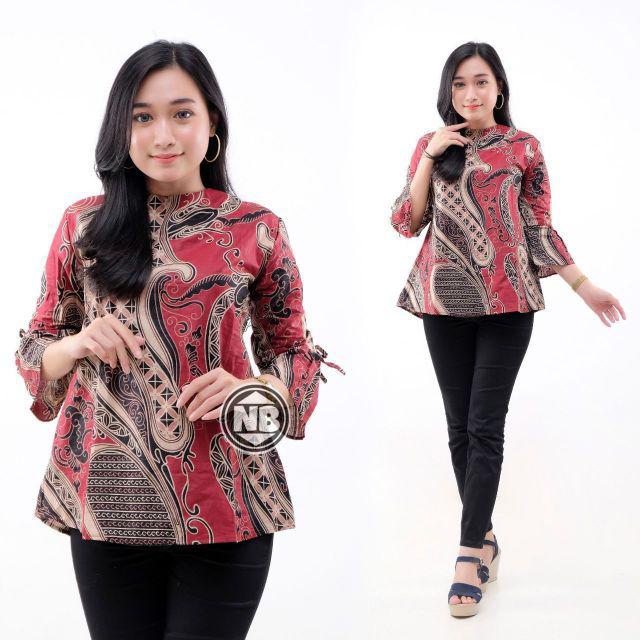 [ TERBARU ] ATASAN BATIK WANITA KERJA KANTOR ORI SHABIRAH BATIKSOLO BLOUSE BLUSEBATIK BATIKMODERN.,-Nb6