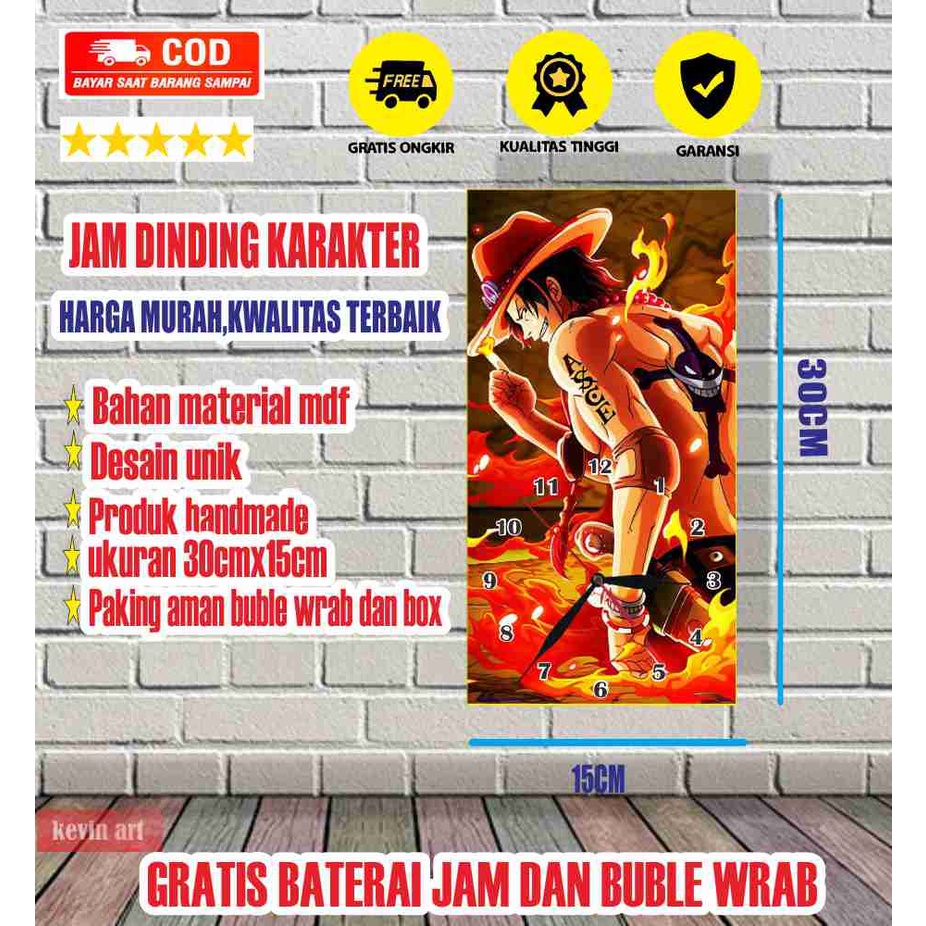 JAM DINDING BESAR ONEPICE UNIK KEREN LUFFY HIASAN DEKORASI DINGDING KOLEKSI ANIME TEMPEL TEMBOK NYALA POSTER KAYU MURAH