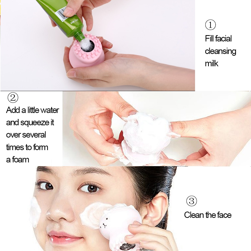 HUAMIANLI Facial Cleansing Pad Scrub Face Exfoliating Washing Brush PINK