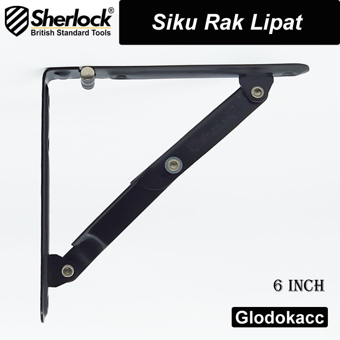 Siku Rak Dinding / Sherlock Siku Rak Lipat 6 inch Hitam (Harga Per 1 Pcs)