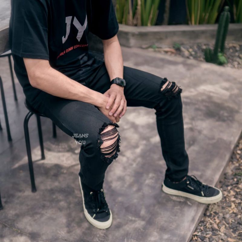 Celana panjang Jumbo Pria/Celana Panjang Ripped Jumbo/Celana Panjang Pria Sobek