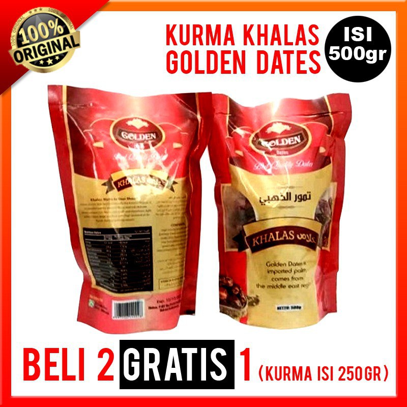 

Jual PROMO TERBATAS 2 Bungkus Kurma Golden Khalas 500 Gram FREE Kurma Golden Khalas 250 Gram