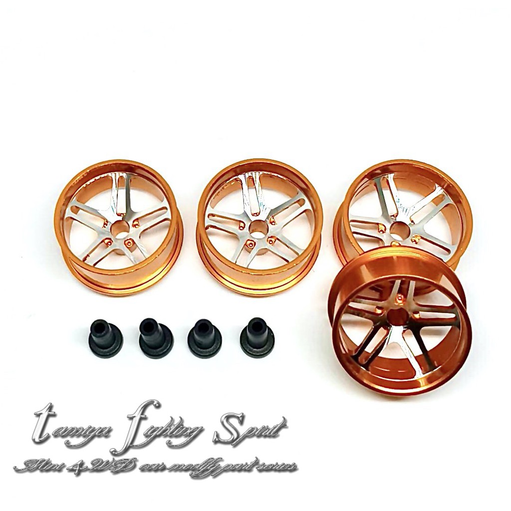 Rep Tamiya HG Aluminum Wheel AMG Dual Color / Velg L 5 Gold - VAAL06