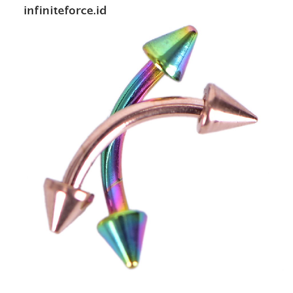 Infiniteforce.id 12pcs / Set Anting Tindik Alis / Bibir / Tubuh Bentuk Barbel Lengkung Untuk Pria