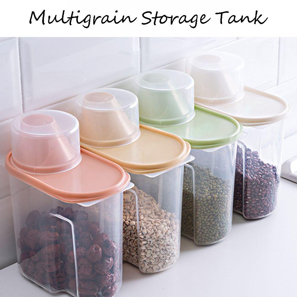 Solighter Multigrain Storage Tank Kulkas Dapur Botol Penyimpanan Butir Kering Tank Toples Wadah Bening Plastik