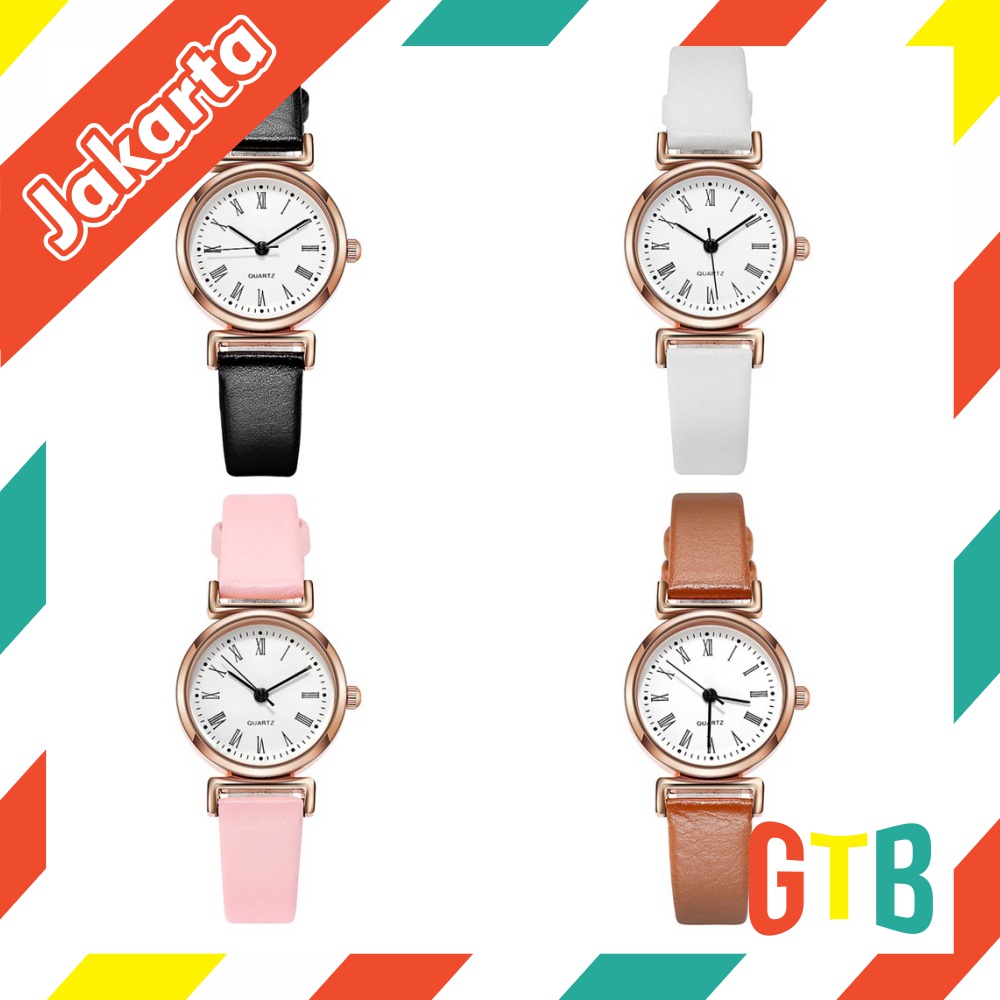 ❤GTB❤ Jam Tangan Analog Quartz Wanita Kecil Tali PU Leather Korean Style Fashion Import JT047