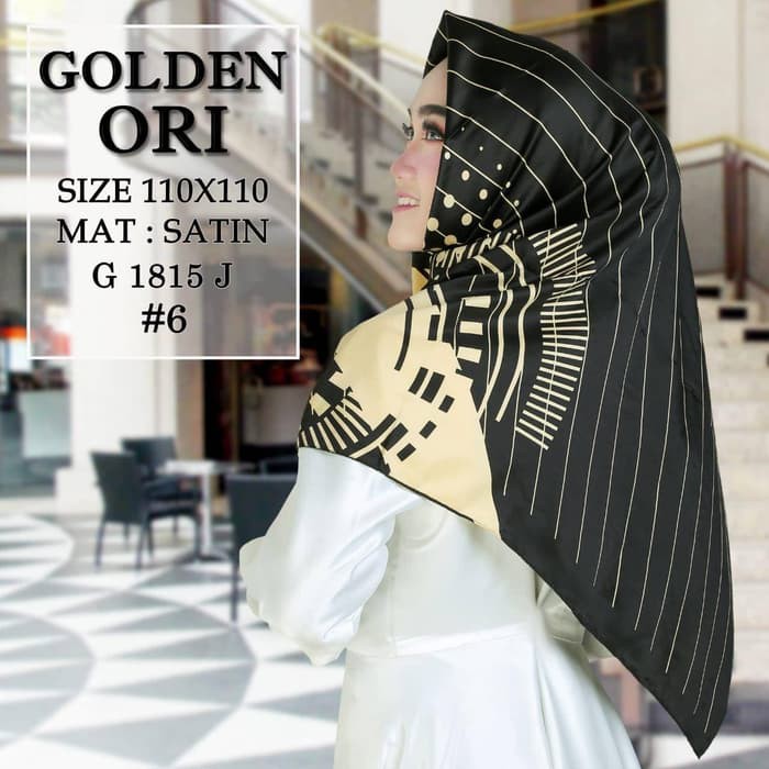 Jilbab Segi Empat Satin Black By Golden Ori / Jilbab golden ori - D 6