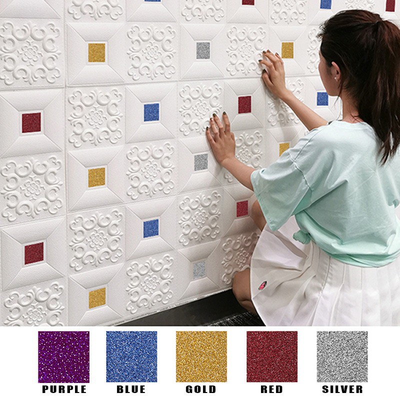 BEST SELLER 3D Wallpaper Foam Motif Batik Brickfoam Wallsticker 70cm*70cm