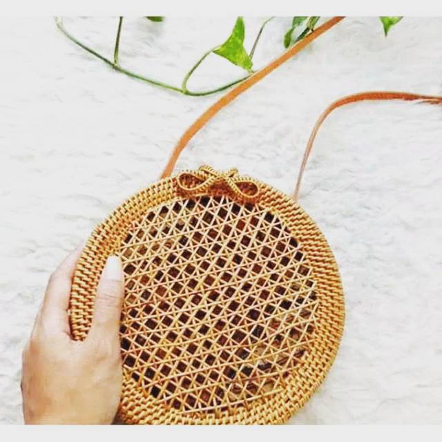  Tas  rotan  mutif rancang diameter 20  cm  fita Shopee 