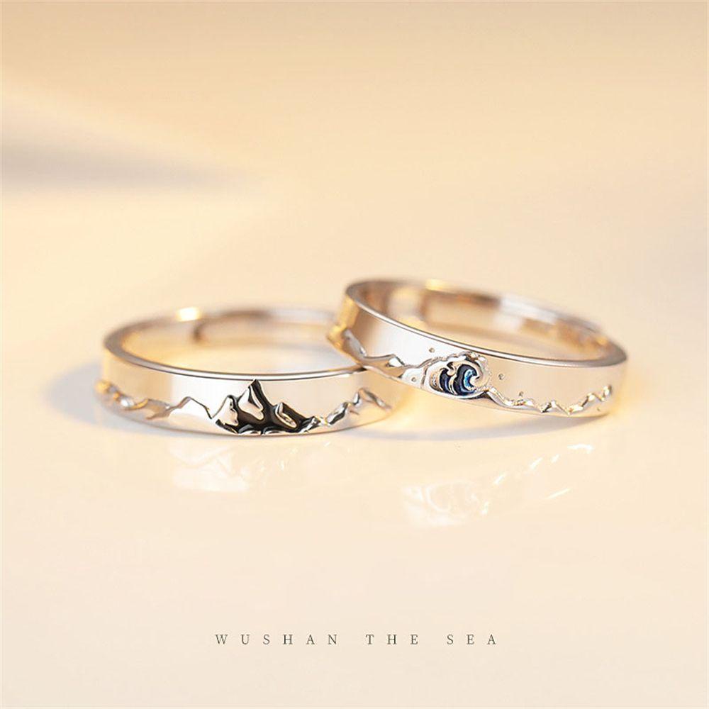 PREVA Couple Rings Anniversary Gift Jewelry Lover Valentine's Day Present Weddings S925 Silver Plated