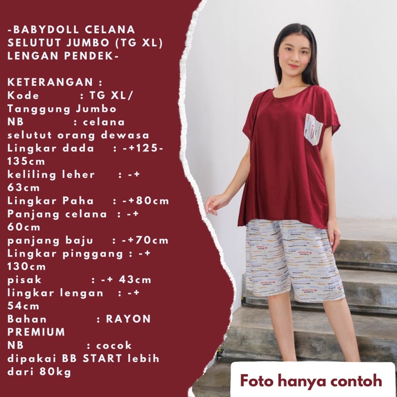 BABYDOLL RAYON JUMBO | BABYDOLL BIGSIZE | PIYAMA SELUTUT JUMBO | PIYAMA BIGSIZE BAHAN RAYON | PIYAMA VIRAL JUMBO LD 130 XXXL | ONESET JUMBO RAYON CELANA SELUTUT | BAJU TIDUR LD 125